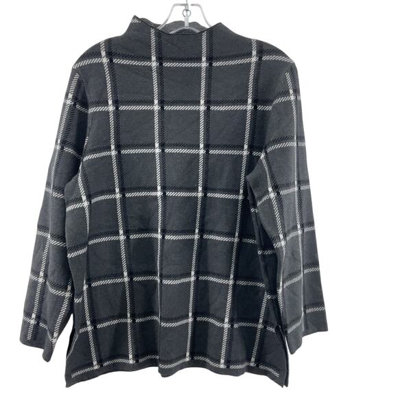 Anne Klein Gray & White Plaid Mock Neck Pullover Sweater Size M preowned - Picture 1 of 5